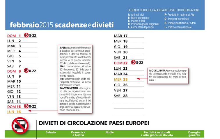 Scadenze & divieti febbraio 2015