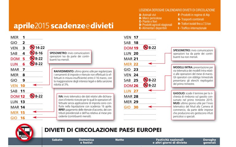 Scadenze & divieti aprile 2015