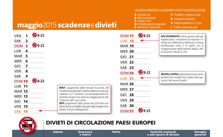 Scadenze & divieti maggio 2015