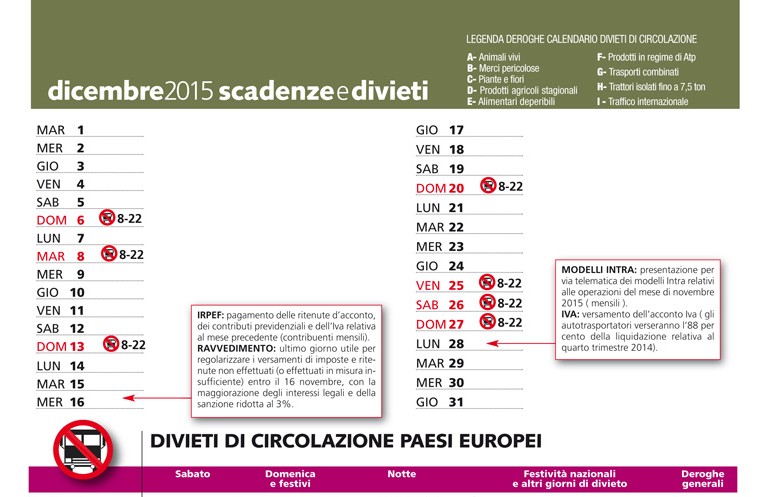 Scadenze & divieti dicembre 2015